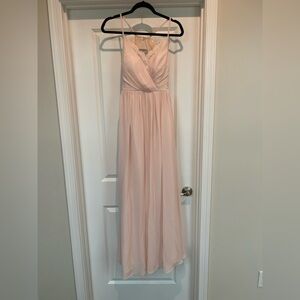 Azazie Blush Lace-Accent Maxi Dress